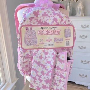 Madison and Dakota Backpack Set Pink Daisy Matching Lunch Bag Pencil Case New